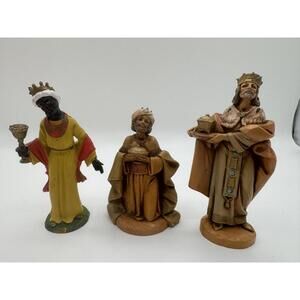 Vintage Fontanini Depose Italy 1990 3 Wisemen Resin Nativity Scene 4" scale